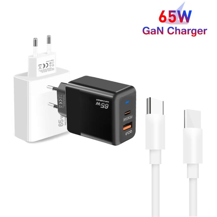 Chargeur PD41 GaN PD 45W + USB avec câble de données Type-C vers Type-C, prise EU, prise EU