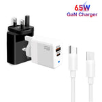 Chargeur PD41 GaN PD 45W + USB avec câble de données Type-C vers Type-C, prise UK, prise US
