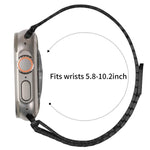 Bracelet de montre magnétique à neuf billes en acier, compatible avec les Apple Watch 46 mm / 49 mm / 45 mm / 44 mm et 42 mm / 41 mm / 40 mm / 38 mm.