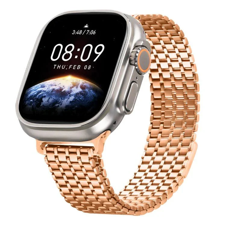 Bracelet de montre magnétique à neuf billes en acier, compatible avec les Apple Watch 46 mm / 49 mm / 45 mm / 44 mm et 42 mm / 41 mm / 40 mm / 38 mm.