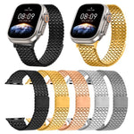 Bracelet de montre magnétique à neuf billes en acier, compatible avec les Apple Watch 46 mm / 49 mm / 45 mm / 44 mm et 42 mm / 41 mm / 40 mm / 38 mm.