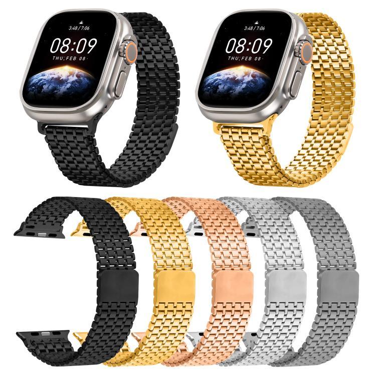 Bracelet de montre magnétique à neuf billes en acier, compatible avec les Apple Watch 46 mm / 49 mm / 45 mm / 44 mm et 42 mm / 41 mm / 40 mm / 38 mm.