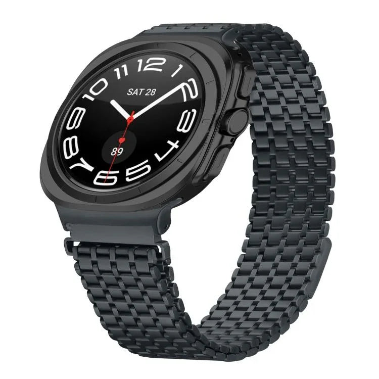 Bracelet de montre en acier inoxydable à boucle magnétique neuf perles, pour Samsung Galaxy Watch Ultra 47mm / Ultra 2025