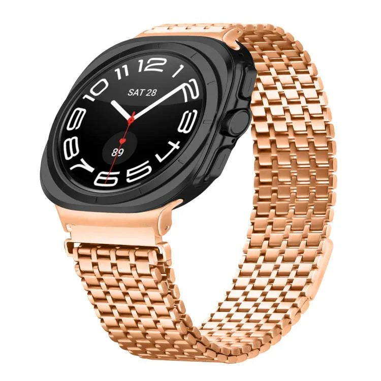Bracelet de montre en acier inoxydable à boucle magnétique neuf perles, pour Samsung Galaxy Watch Ultra 47mm / Ultra 2025