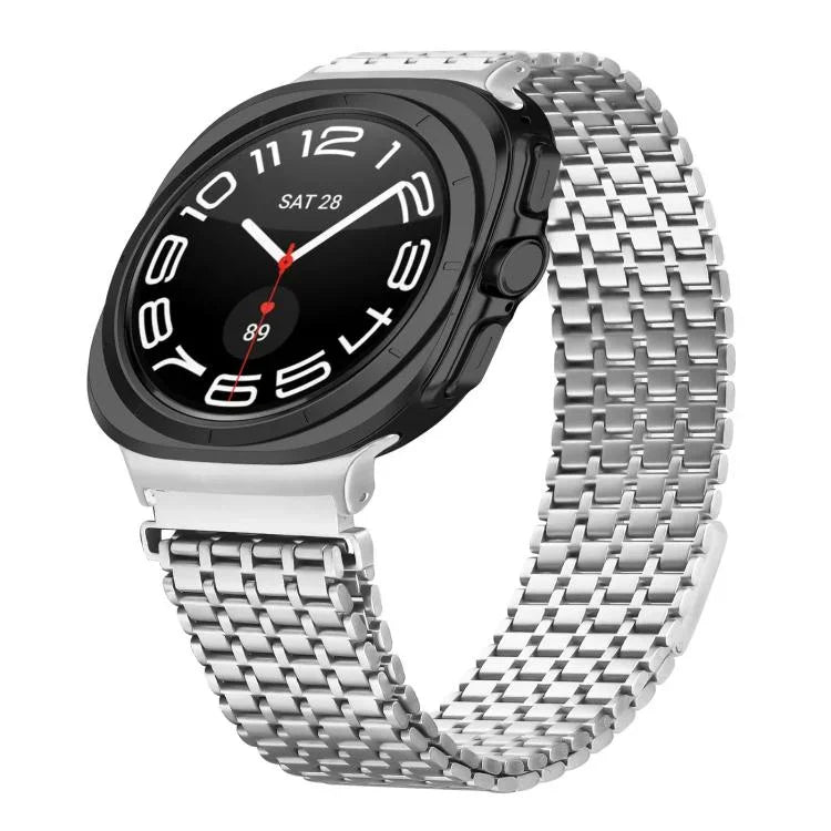 Bracelet de montre en acier inoxydable à boucle magnétique neuf perles, pour Samsung Galaxy Watch Ultra 47mm / Ultra 2025