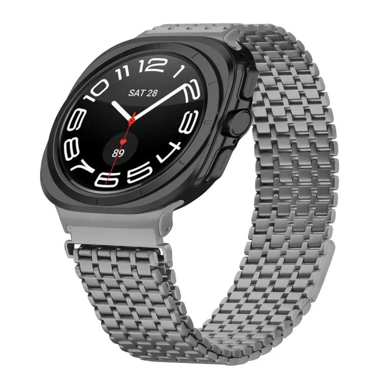 Bracelet de montre en acier inoxydable à boucle magnétique neuf perles, pour Samsung Galaxy Watch Ultra 47mm / Ultra 2025