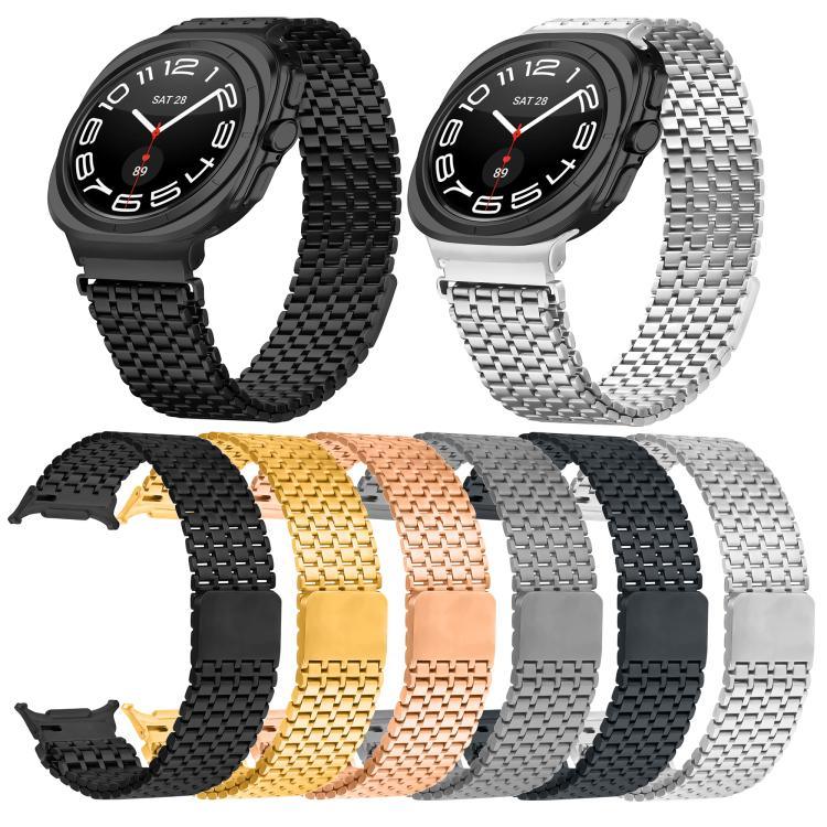 Bracelet de montre en acier inoxydable à boucle magnétique neuf perles, pour Samsung Galaxy Watch Ultra 47mm / Ultra 2025