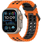 Bracelet de montre en silicone bicolore à double rangée de trous Ocean, pour Apple Watch 46 mm / 49 mm / 45 mm / 44 mm