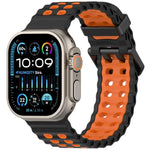Bracelet de montre en silicone bicolore à double rangée de trous Ocean, pour Apple Watch 46 mm / 49 mm / 45 mm / 44 mm
