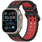 Bracelet de montre en silicone bicolore à double rangée de trous Ocean, pour Apple Watch 46 mm / 49 mm / 45 mm / 44 mm