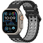 Bracelet de montre en silicone bicolore à double rangée de trous Ocean, pour Apple Watch 46 mm / 49 mm / 45 mm / 44 mm