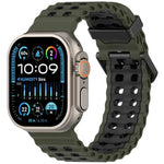 Bracelet de montre en silicone bicolore à double rangée de trous Ocean, pour Apple Watch 46 mm / 49 mm / 45 mm / 44 mm