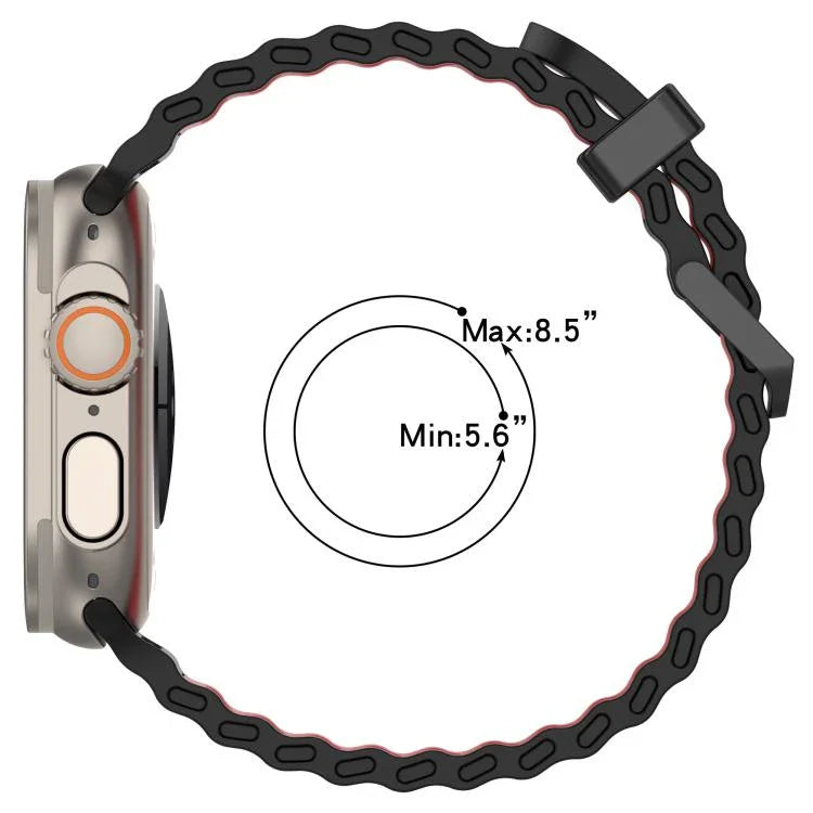 Bracelet de montre en silicone bicolore à double rangée de trous Ocean, pour Apple Watch 46 mm / 49 mm / 45 mm / 44 mm