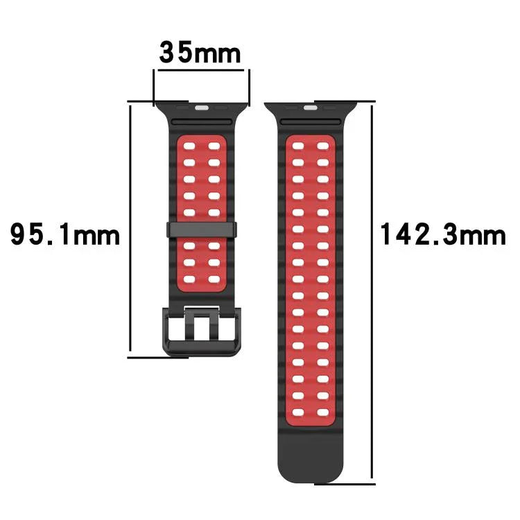 Bracelet de montre en silicone bicolore à double rangée de trous Ocean, pour Apple Watch 46 mm / 49 mm / 45 mm / 44 mm