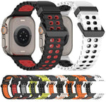 Bracelet de montre en silicone bicolore à double rangée de trous Ocean, pour Apple Watch 46 mm / 49 mm / 45 mm / 44 mm