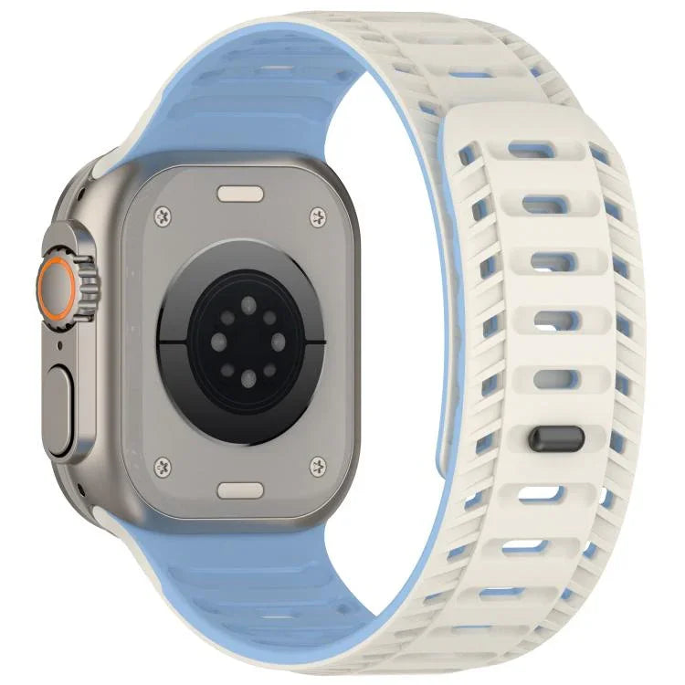Bracelet de montre magnétique en silicone Mountain Armor, compatible avec les Apple Watch 46 mm / 49 mm / 45 mm / 44 mm et 42 mm / 41 mm / 40 mm / 38 mm.