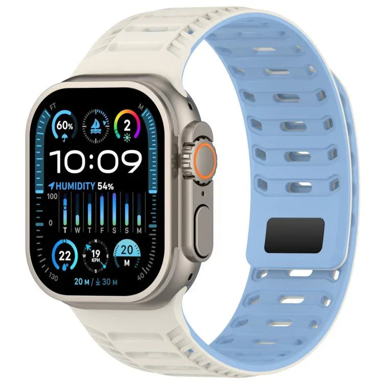 Bracelet de montre magnétique en silicone Mountain Armor, compatible avec les Apple Watch 46 mm / 49 mm / 45 mm / 44 mm et 42 mm / 41 mm / 40 mm / 38 mm.