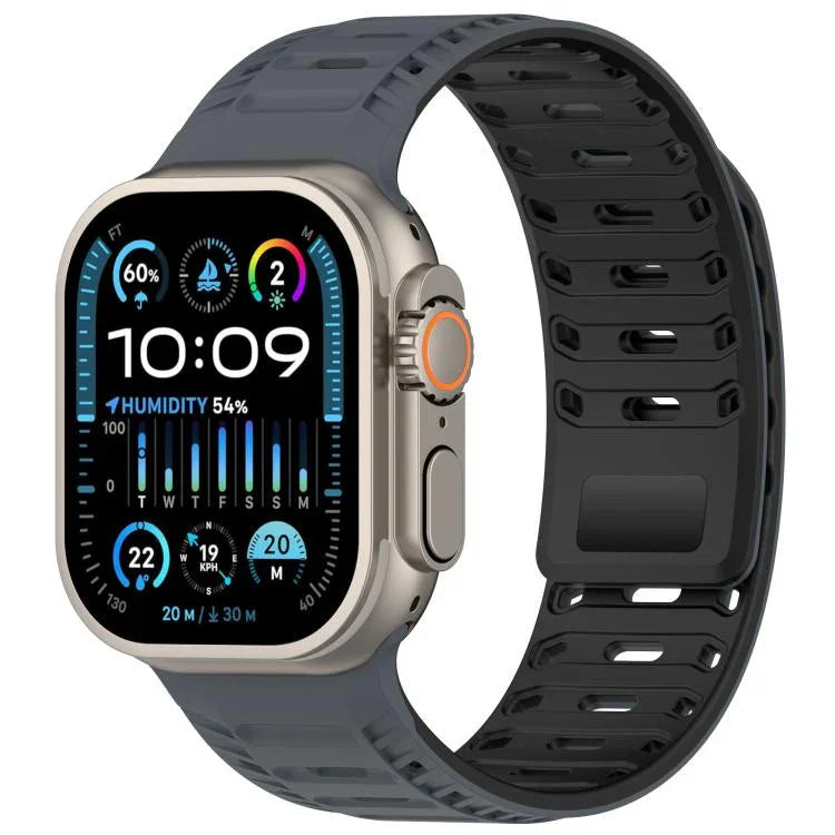 Bracelet de montre magnétique en silicone Mountain Armor, compatible avec les Apple Watch 46 mm / 49 mm / 45 mm / 44 mm et 42 mm / 41 mm / 40 mm / 38 mm.
