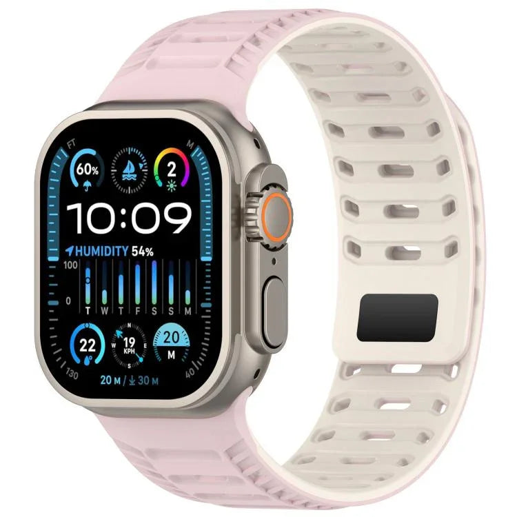 Bracelet de montre magnétique en silicone Mountain Armor, compatible avec les Apple Watch 46 mm / 49 mm / 45 mm / 44 mm et 42 mm / 41 mm / 40 mm / 38 mm.
