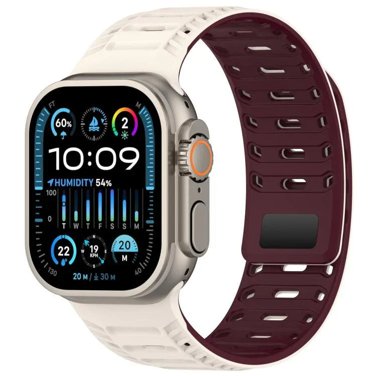 Bracelet de montre magnétique en silicone Mountain Armor, compatible avec les Apple Watch 46 mm / 49 mm / 45 mm / 44 mm et 42 mm / 41 mm / 40 mm / 38 mm.