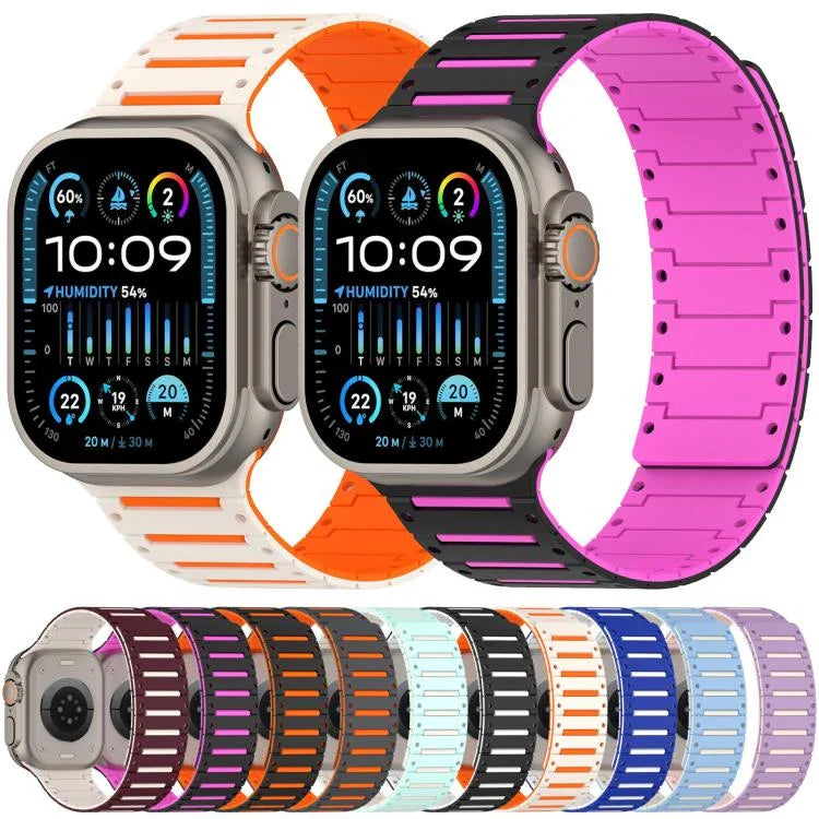 Bracelet de montre magnétique souple bicolore Colorful Spirit Piano, pour Apple Watch 46 mm / 49 mm / 45 mm / 44 mm
