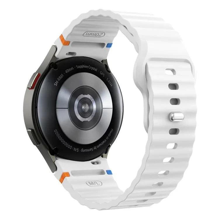 Bracelet de montre en silicone 20 mm à boucle inversée avec grain ondulé, pour Samsung Galaxy Watch 7 40 mm / 44 mm