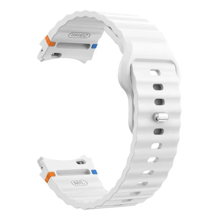 Bracelet de montre en silicone 20 mm à boucle inversée avec grain ondulé, pour Samsung Galaxy Watch 7 40 mm / 44 mm