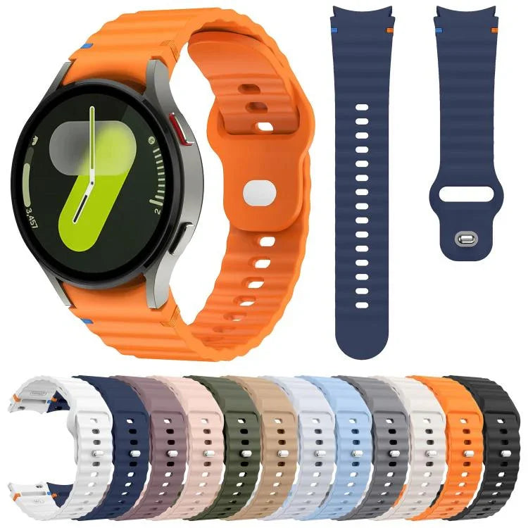 Bracelet de montre en silicone 20 mm à boucle inversée avec grain ondulé, pour Samsung Galaxy Watch 7 40 mm / 44 mm