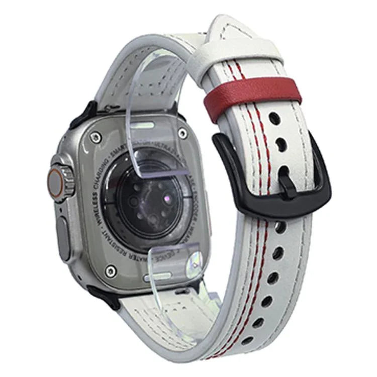 Bracelet de montre en cuir à boucle tri-étoile à 7 rangs, compatible avec Apple Watch 46 mm / 49 mm / 45 mm / 44 mm et Apple Watch 42 mm / 41 mm / 40 mm / 38 mm.