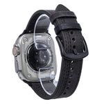 Bracelet de montre en cuir à boucle tri-étoile à 7 rangs, compatible avec Apple Watch 46 mm / 49 mm / 45 mm / 44 mm et Apple Watch 42 mm / 41 mm / 40 mm / 38 mm.