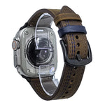 Bracelet de montre en cuir à boucle tri-étoile à 7 rangs, compatible avec Apple Watch 46 mm / 49 mm / 45 mm / 44 mm et Apple Watch 42 mm / 41 mm / 40 mm / 38 mm.