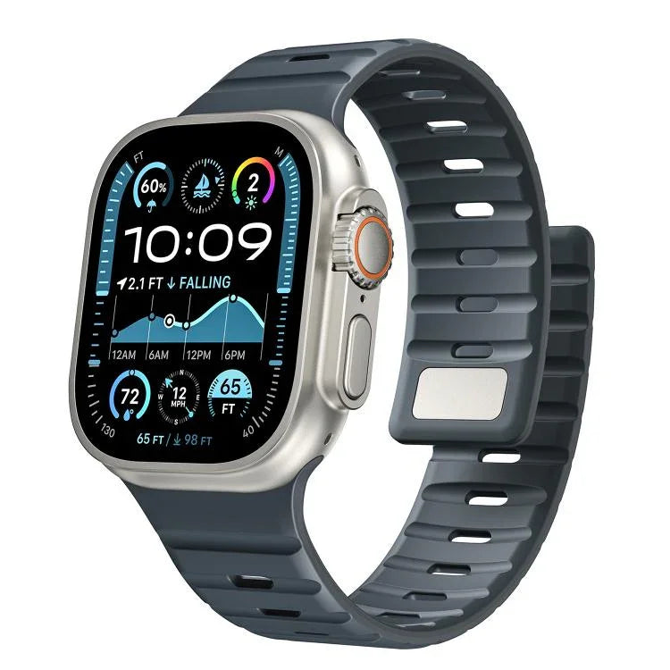 Bracelet de montre magnétique en silicone Norman, compatible avec les Apple Watch 46 mm / 49 mm / 45 mm / 44 mm et 42 mm / 41 mm / 40 mm / 38 mm.