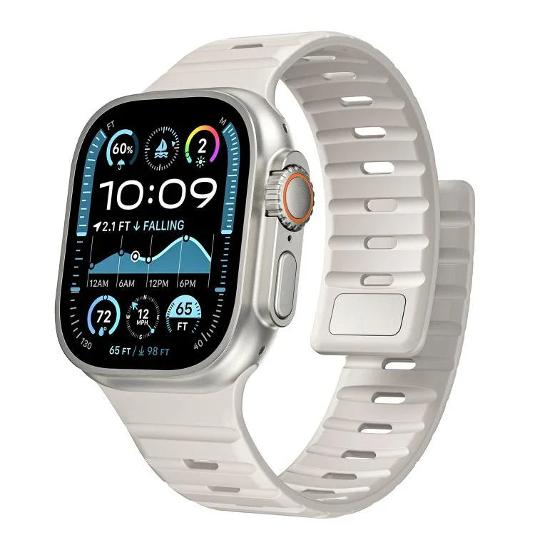 Bracelet de montre magnétique en silicone Norman, compatible avec les Apple Watch 46 mm / 49 mm / 45 mm / 44 mm et 42 mm / 41 mm / 40 mm / 38 mm.