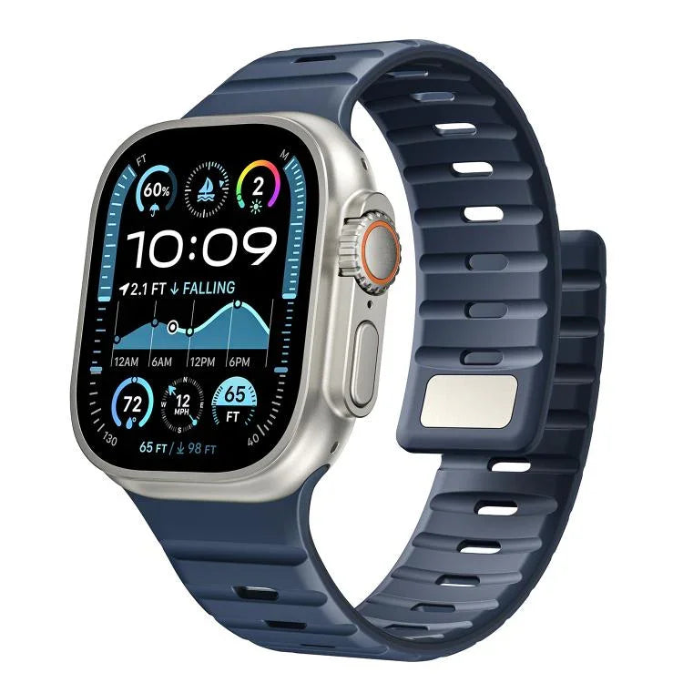 Bracelet de montre magnétique en silicone Norman, compatible avec les Apple Watch 46 mm / 49 mm / 45 mm / 44 mm et 42 mm / 41 mm / 40 mm / 38 mm.