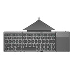 Clavier pliable sans fil Bluetooth compatible KF86 MAX avec pavé tactile + étui en cuir, avec pavé tactile + étui en cuir