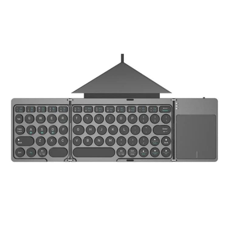 Clavier pliable sans fil Bluetooth compatible KF86 MAX avec pavé tactile + étui en cuir, avec pavé tactile + étui en cuir