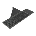 Clavier pliable sans fil Bluetooth compatible KF86 MAX avec pavé tactile + étui en cuir, avec pavé tactile + étui en cuir