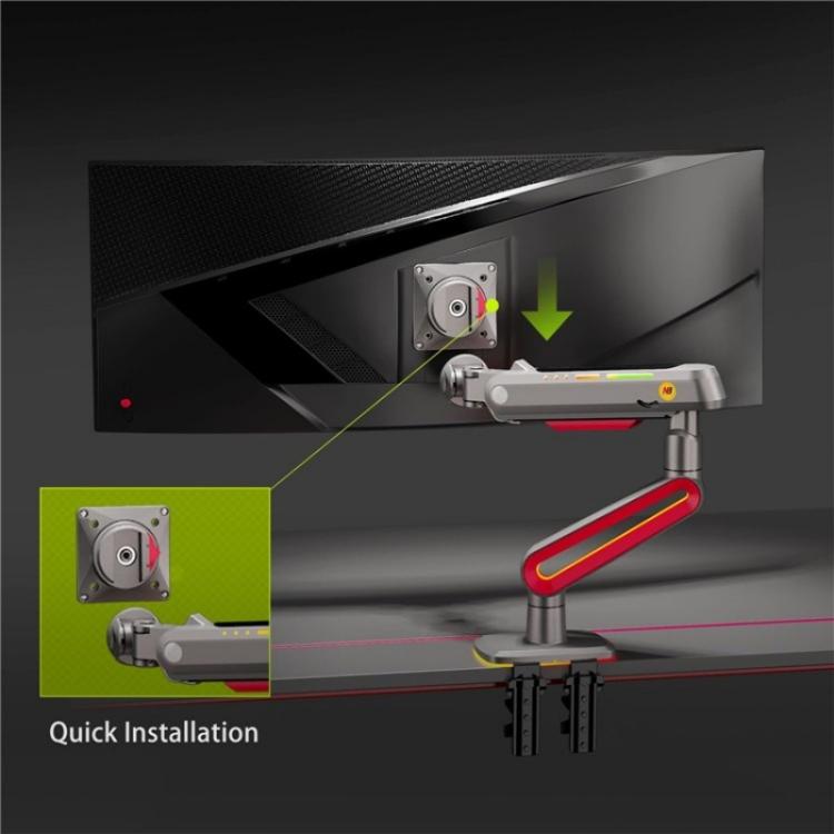 Support de bureau pour moniteur de jeu NORTH BAYOU L60 RGB avec lumière, de 32 à 60 pouces, bras de moniteur L60
