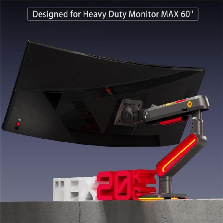 Support de bureau pour moniteur de jeu NORTH BAYOU L60 RGB avec lumière, de 32 à 60 pouces, bras de moniteur L60