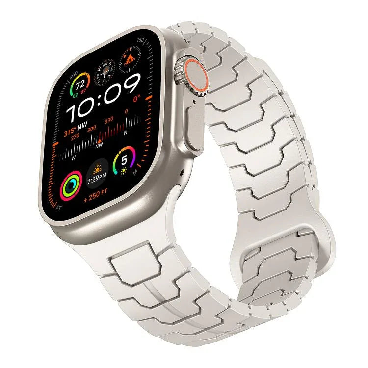 Bracelet de montre magnétique en silicone à motif écailles de dragon en acier, pour Apple Watch 46 mm / 49 mm / 45 mm / 44 mm