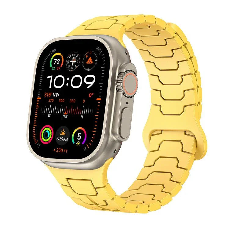Bracelet de montre magnétique en silicone à motif écailles de dragon en acier, pour Apple Watch 46 mm / 49 mm / 45 mm / 44 mm