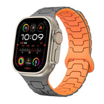 Bracelet de montre magnétique en silicone à motif écailles de dragon en acier, pour Apple Watch 46 mm / 49 mm / 45 mm / 44 mm