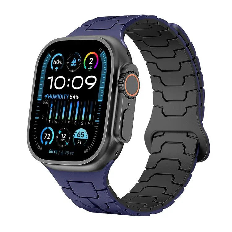 Bracelet de montre magnétique en silicone à motif écailles de dragon en acier, pour Apple Watch 46 mm / 49 mm / 45 mm / 44 mm