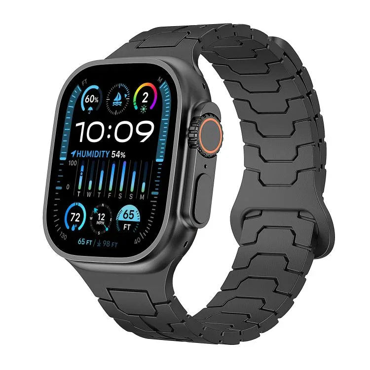 Bracelet de montre magnétique en silicone à motif écailles de dragon en acier, pour Apple Watch 46 mm / 49 mm / 45 mm / 44 mm