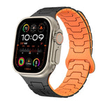 Bracelet de montre magnétique en silicone à motif écailles de dragon en acier, pour Apple Watch 46 mm / 49 mm / 45 mm / 44 mm