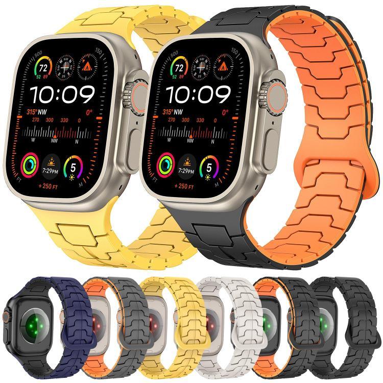 Bracelet de montre magnétique en silicone à motif écailles de dragon en acier, pour Apple Watch 46 mm / 49 mm / 45 mm / 44 mm