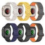 Bracelet de montre magnétique en silicone à motif écailles de dragon en acier, pour Apple Watch 46 mm / 49 mm / 45 mm / 44 mm