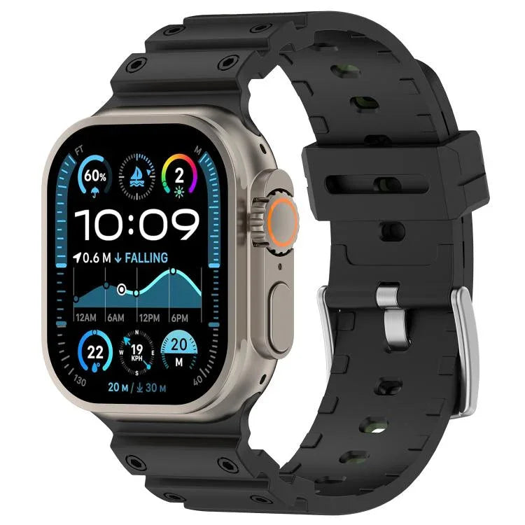 Bracelet de montre en silicone bicolore à texture diamant, pour Apple Watch 46 mm / 49 mm / 45 mm / 44 mm