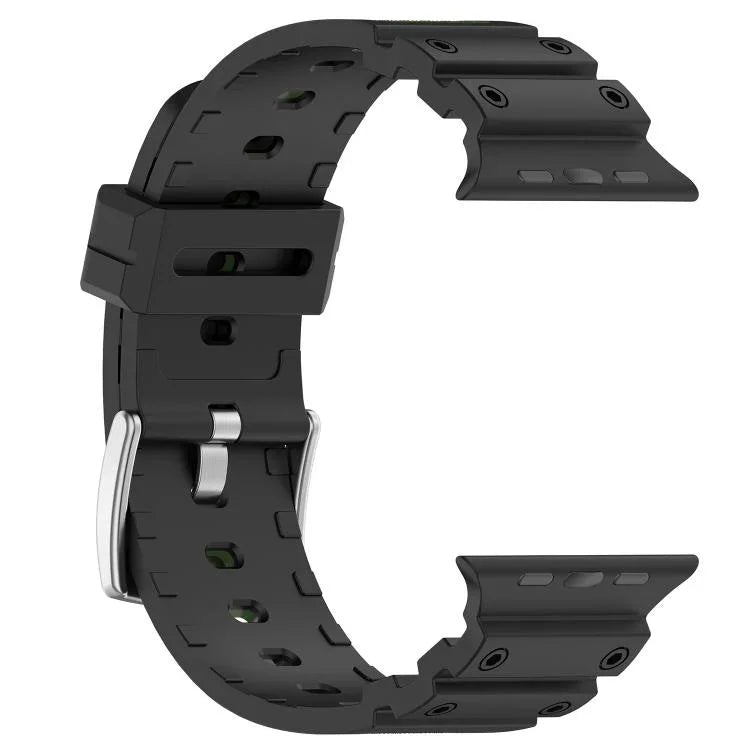 Bracelet de montre en silicone bicolore à texture diamant, pour Apple Watch 46 mm / 49 mm / 45 mm / 44 mm