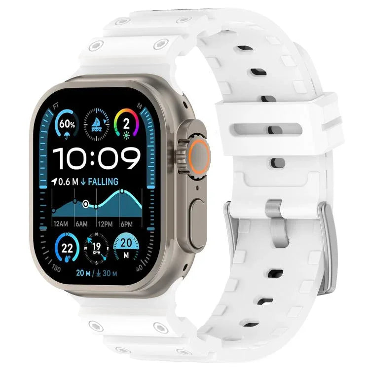 Bracelet de montre en silicone bicolore à texture diamant, pour Apple Watch 46 mm / 49 mm / 45 mm / 44 mm